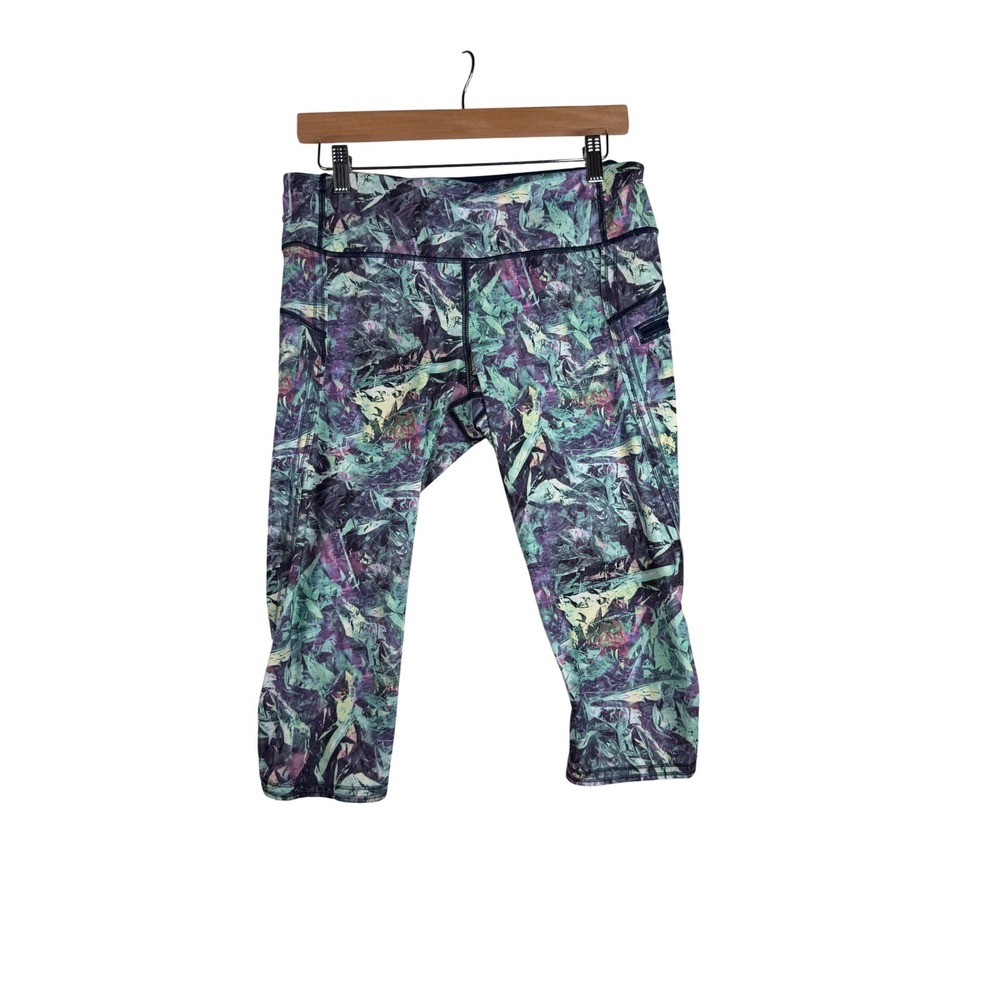 Lululemon Printed Cropped‎ Leggings size 10 Multicolor Green/Purple